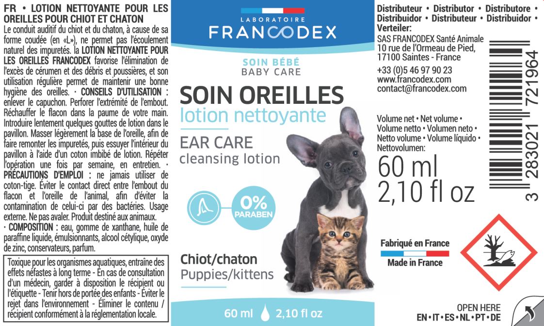 Francodex Nettoyant Oreilles Pour Chiens Et Chats - 125 Ml - Chien BUT