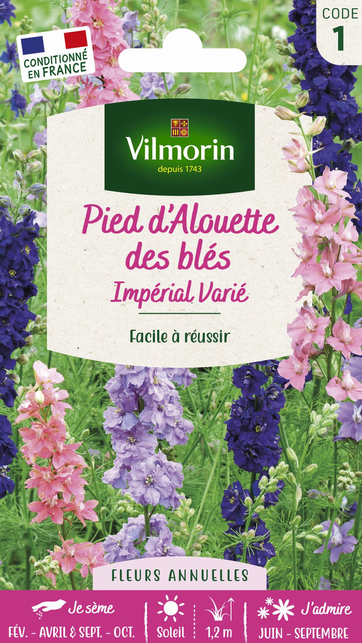 Pied d alouette impérial géant double varie série 1 sachet graines 1,5 g - Vilmorin
