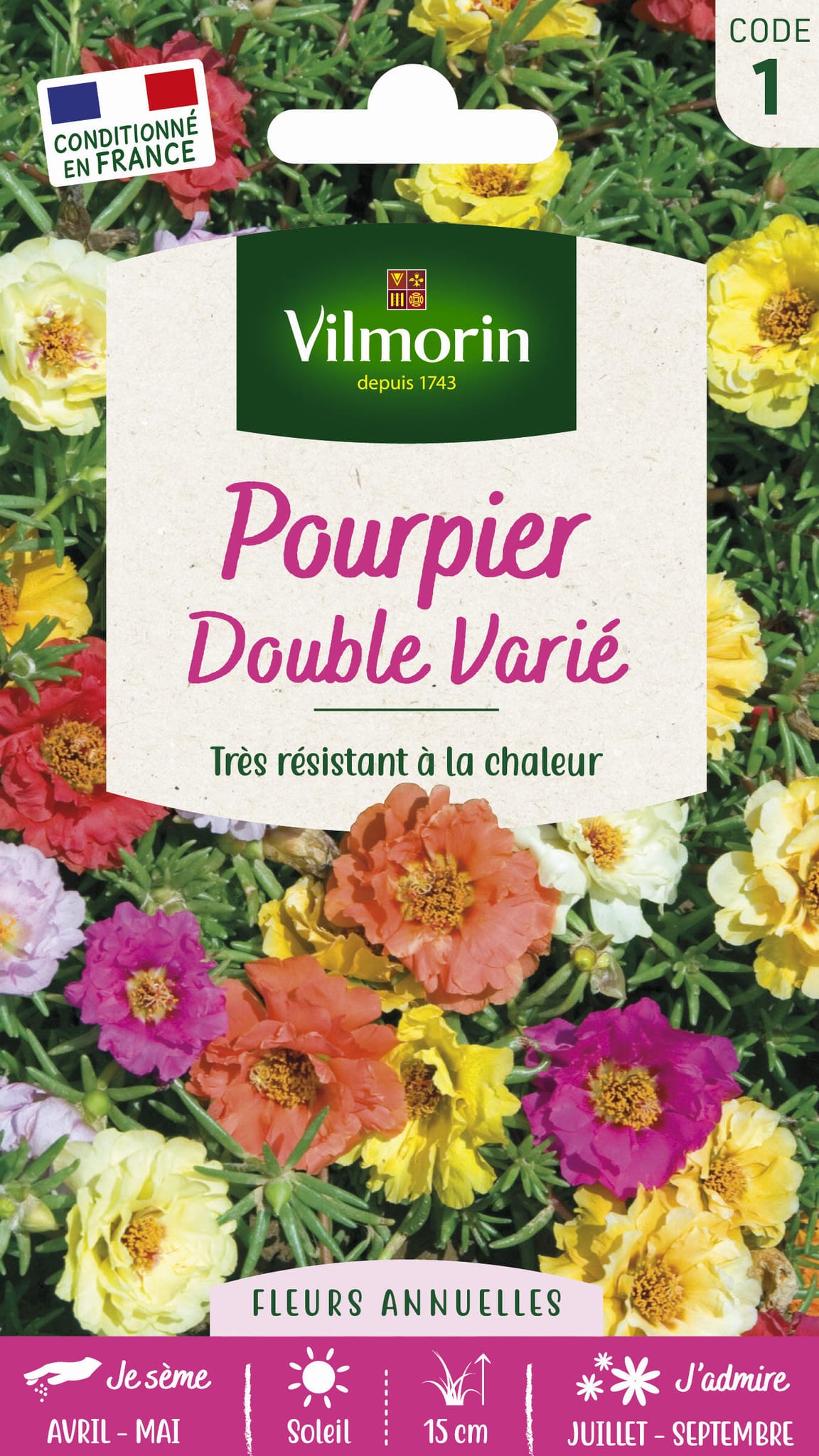 Pourpier à grande fleur double varie série 1 sachet graines 1 g - Vilmorin