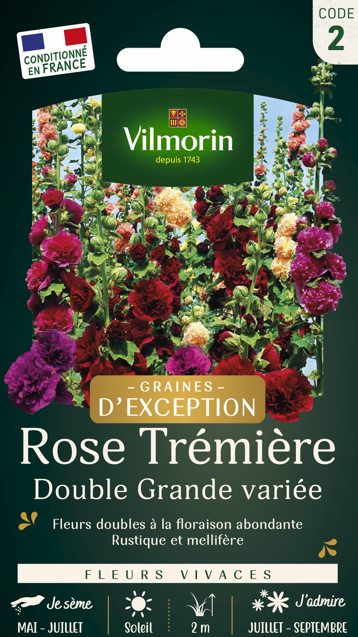 Rose Trémière Double Grande Variée serie 2 sachet graines 1,5 g - Vilmorin