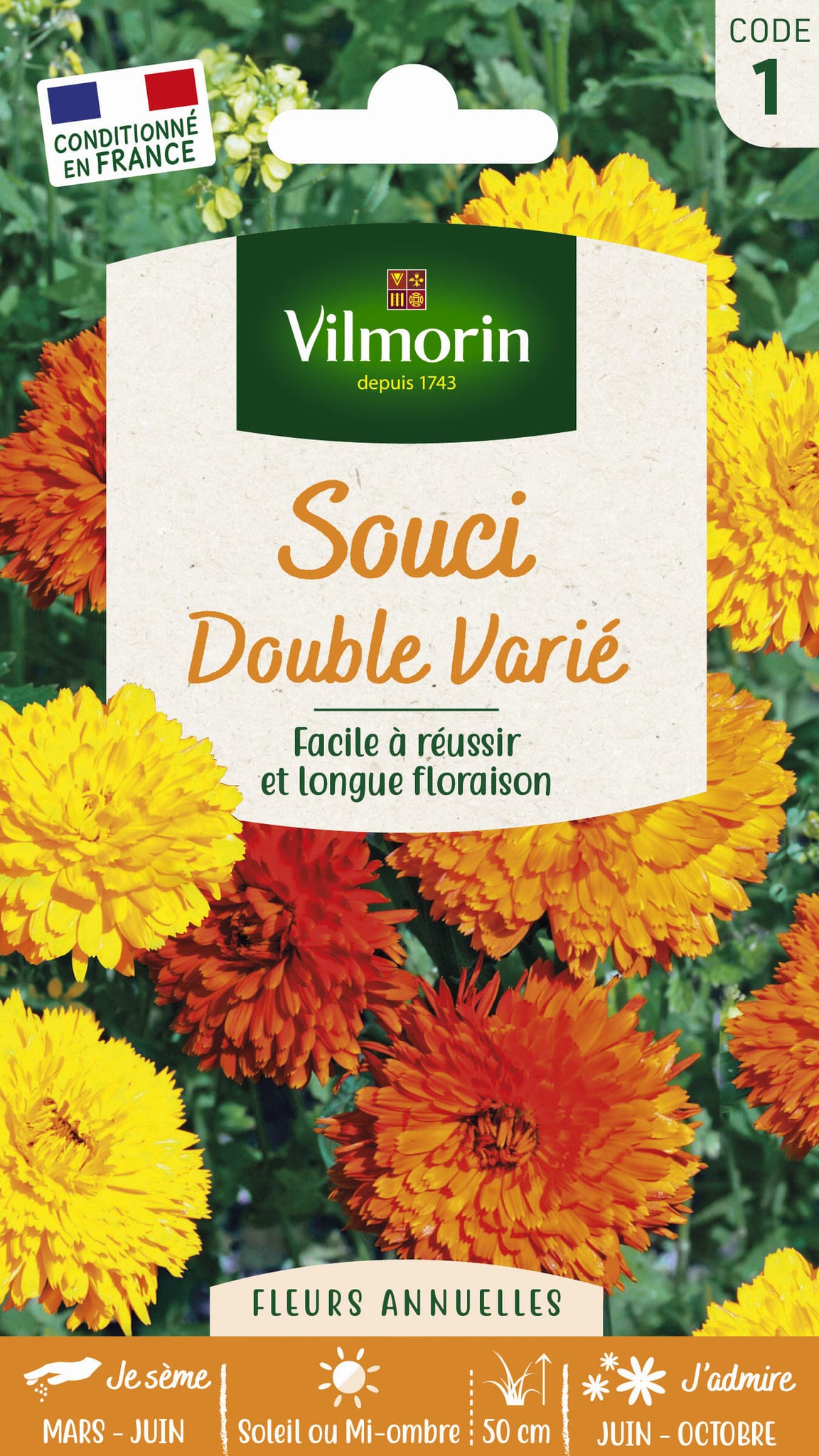 Souci double varie série 1 sachet graines 3 g - Vilmorin