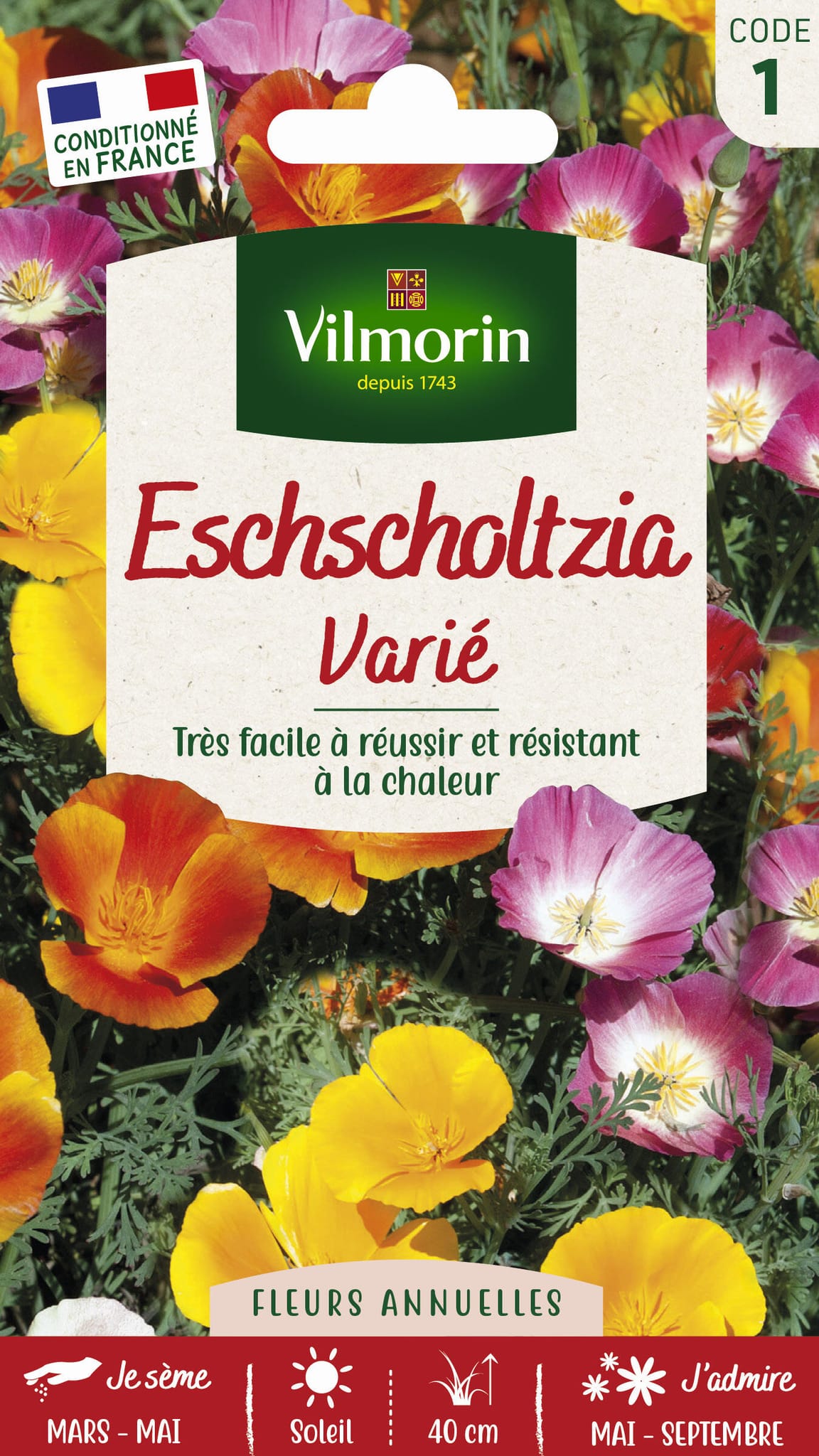 Eschscholtzia de Californie varie série 1 sachet graines 1,5 g - Vilmorin