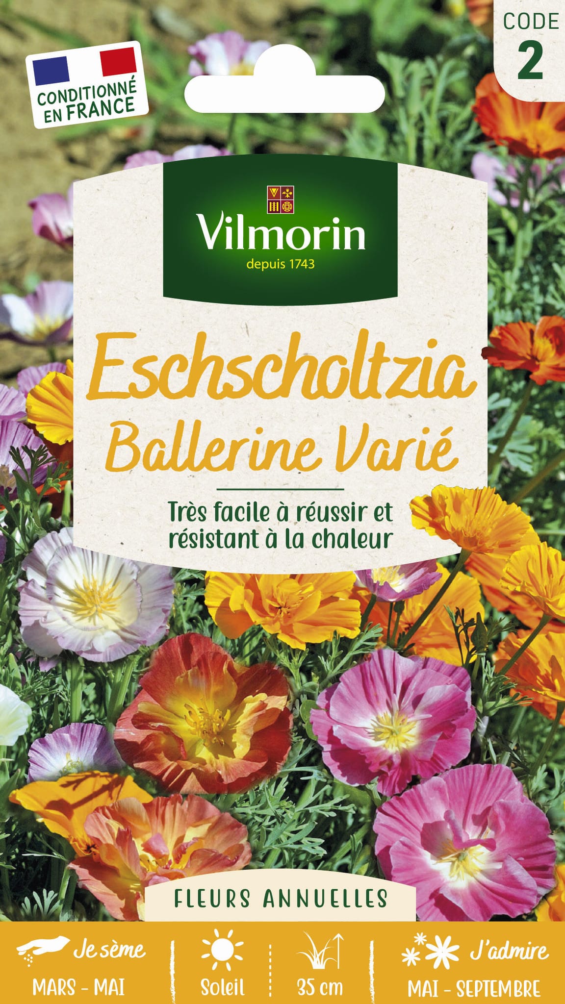 Eschscholtzia de Californie ballerine varie série 2 sachet graines 1 g - Vilmorin