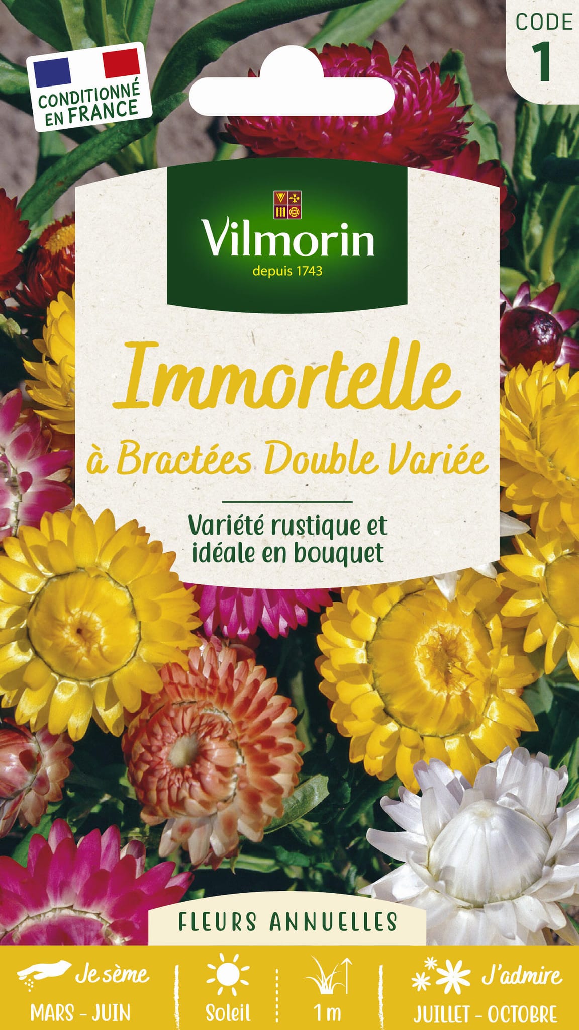 Immortelle a bractées double variée série 1 sachet graines 1 g - Vilmorin