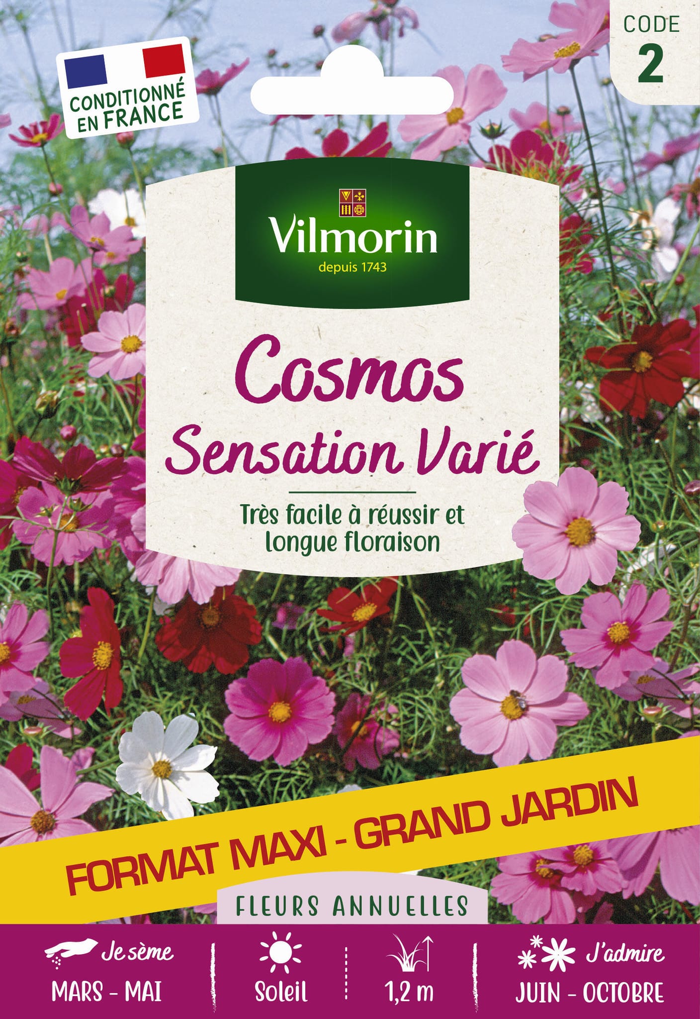 Cosmos sensation varie grand modèle série 2 sachet graines 6 g - Vilmorin