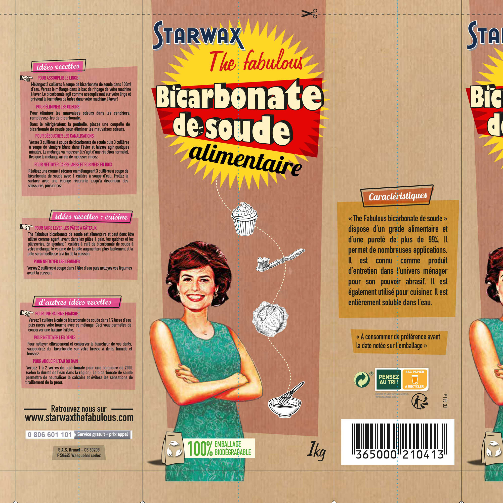 Starwax - Bicarbonate de soude alimentaire 1 kg - Gamm vert