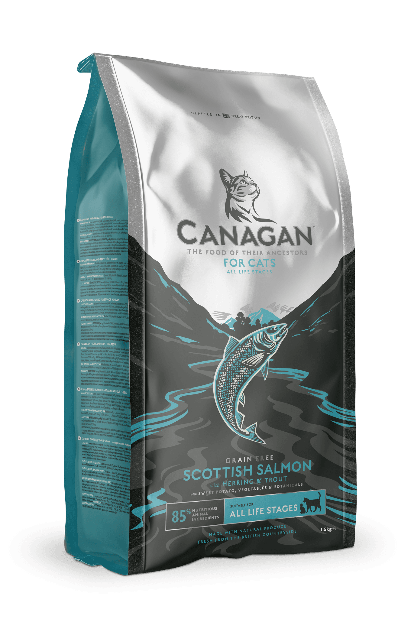 Croquettes chat au saumon d'Ecosse sans céréales 1,5kg - Canagan