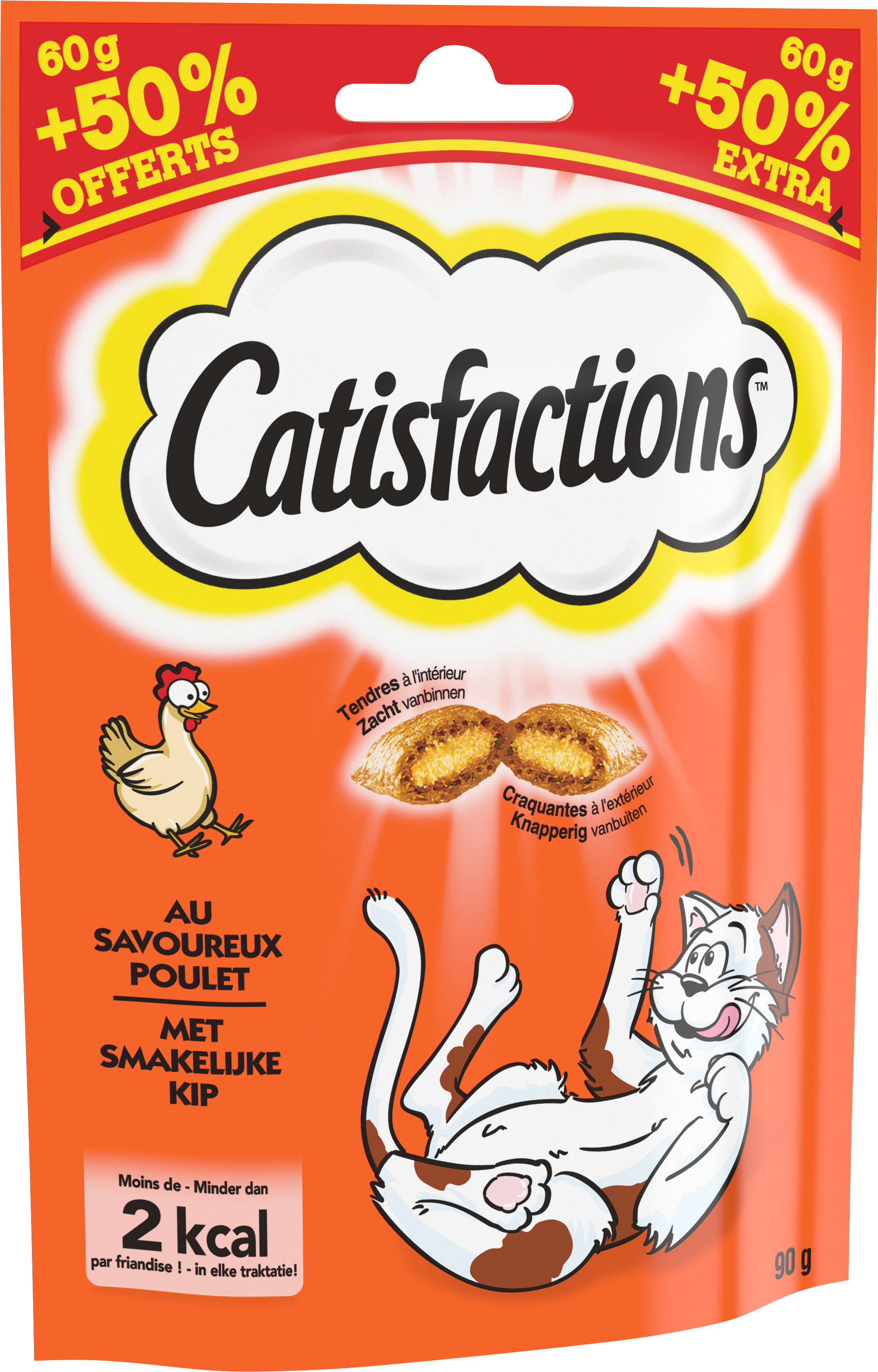 Catisfactions Friandises pour chat – Goût poulet & Canard – Récompenses  pour chats adultes et chatons – Pack de 6 sachets de 60 g