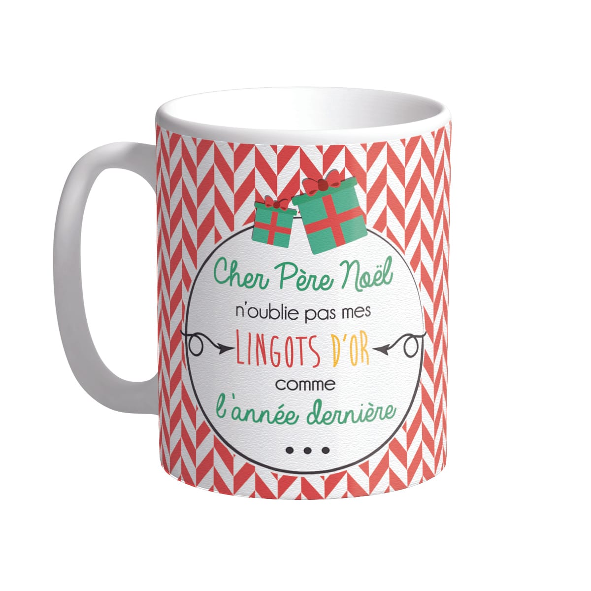 MUG de Noël imprimé - Rouge/blanc - L.10 x l.8 x H.9,5 cm