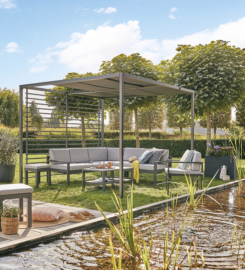 Tonnelle Orlando aluminium 2,8 m x 2,8 m anthracite - ECLOZ