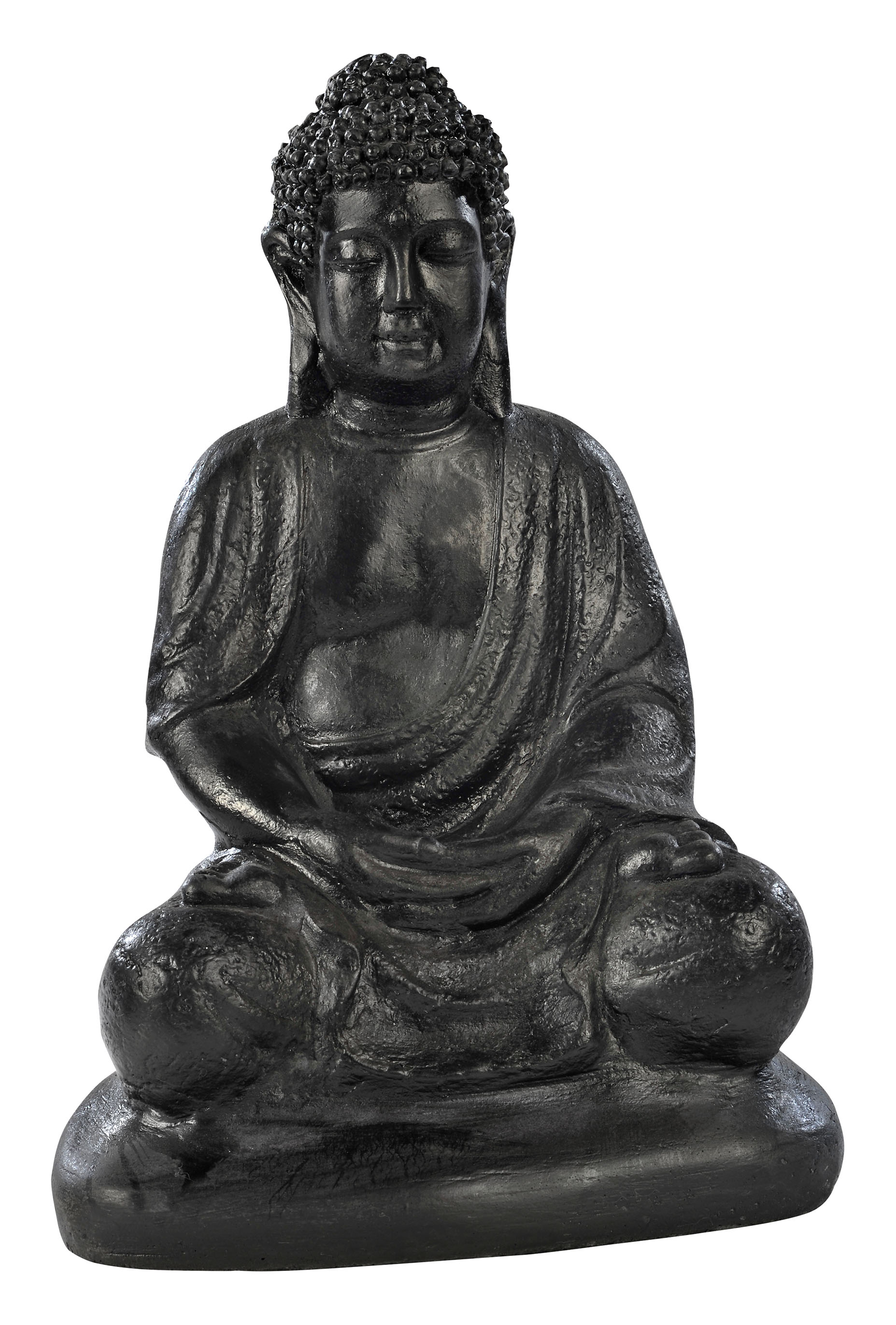 Statue Bouddha Chinois ciré noir H 35cm 