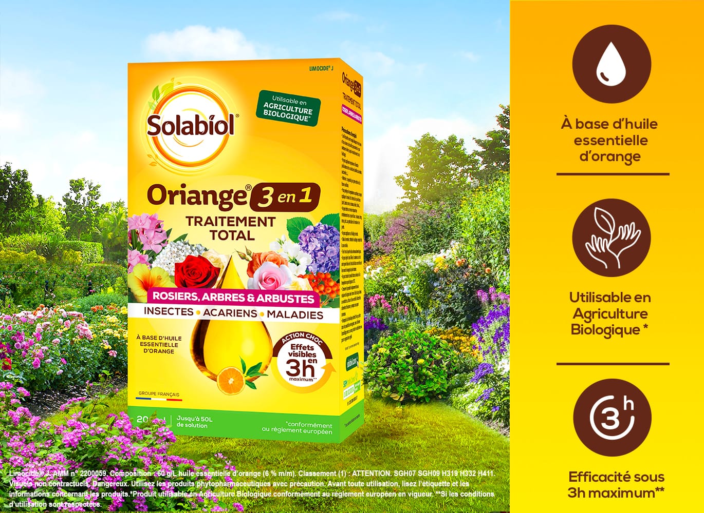Oriange Traitement Total 3 En 1 Insectes Acariens Maladies 200ml - Solution Naturelle Pour Rosiers Et Potager