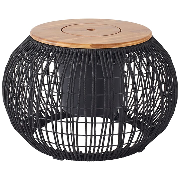 Decoris - Table d'appoint Seville en corde noir Ø.58 x H.37 cm