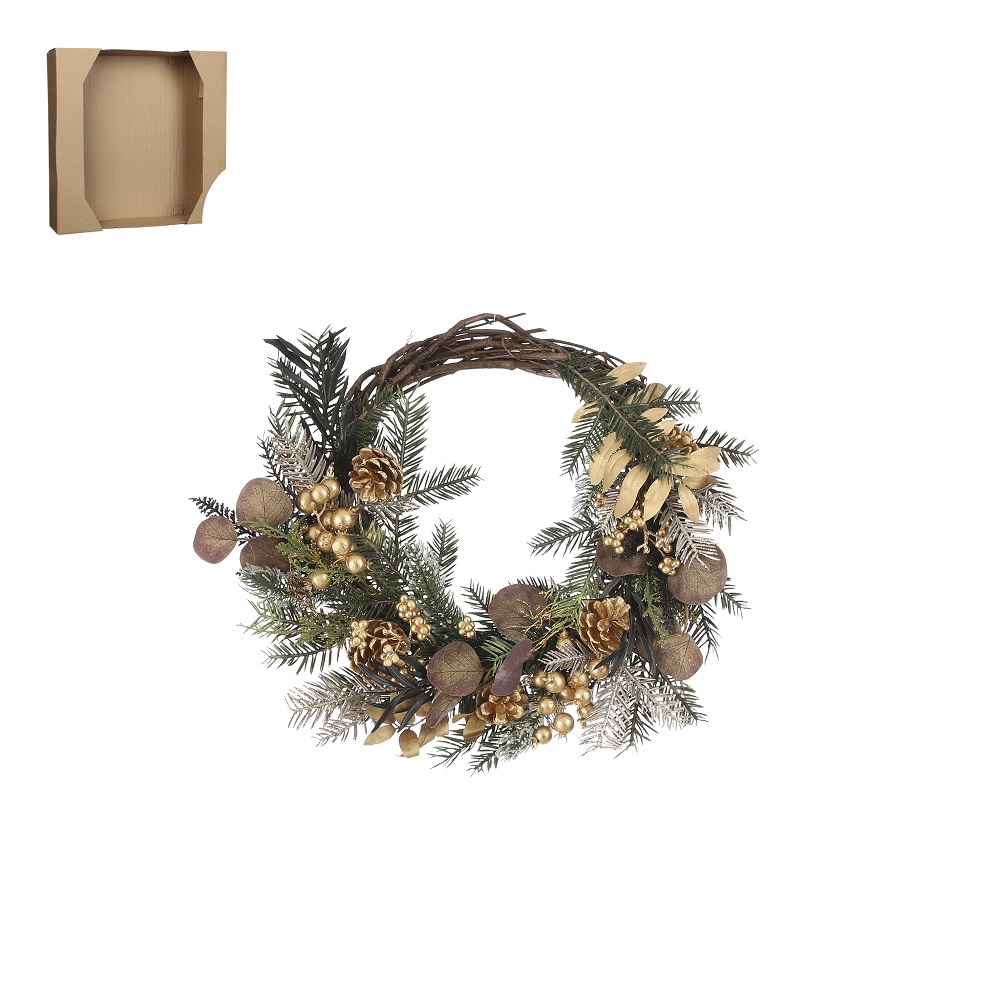 Couronne de Noël à décorer 50 cm - Couronne et branche - Eminza