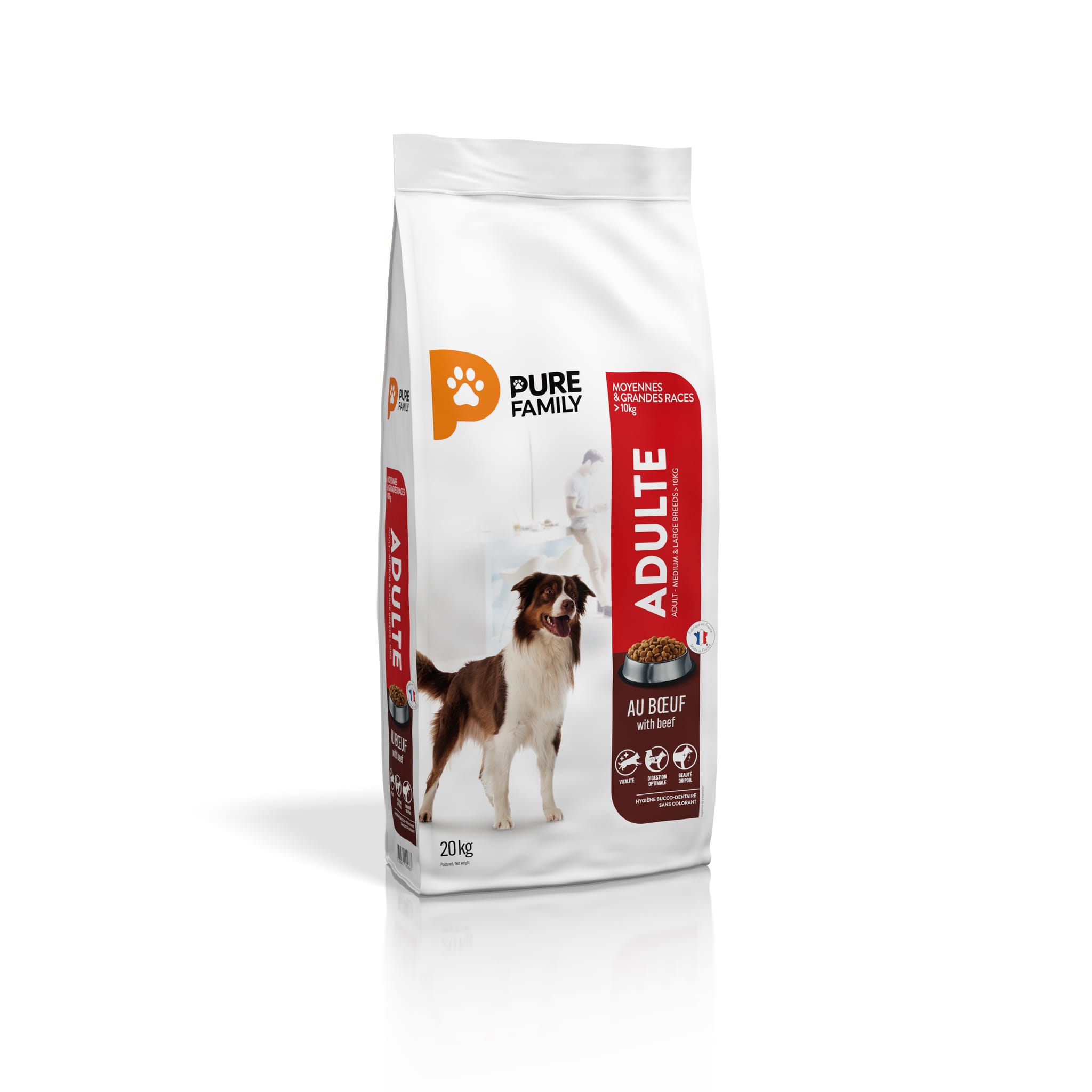Croquettes chien de moyenne/grande taille boeuf 20kg - Pure Family