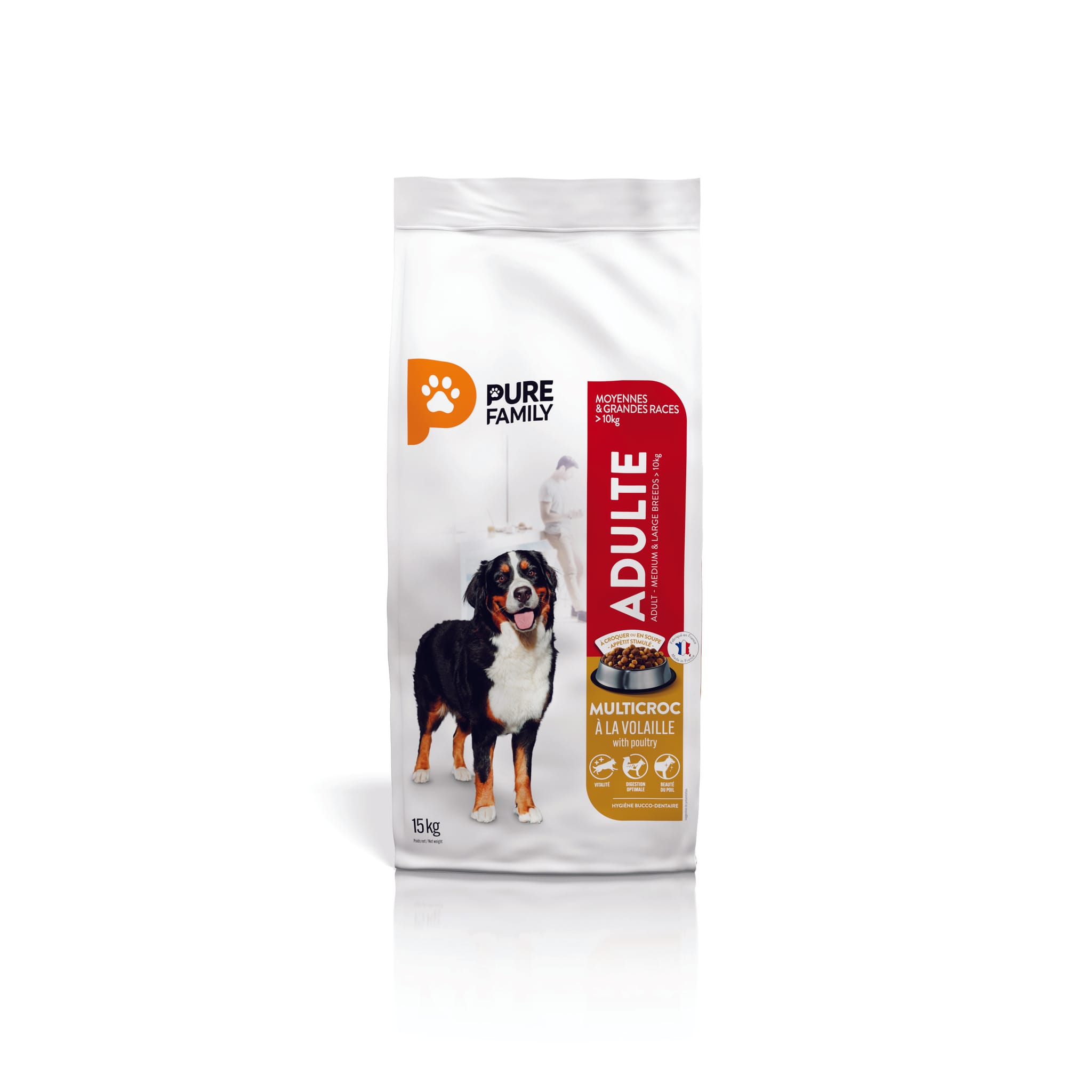 Croquettes pour chien adulte Multicroc 15 kg - PURE FAMILY