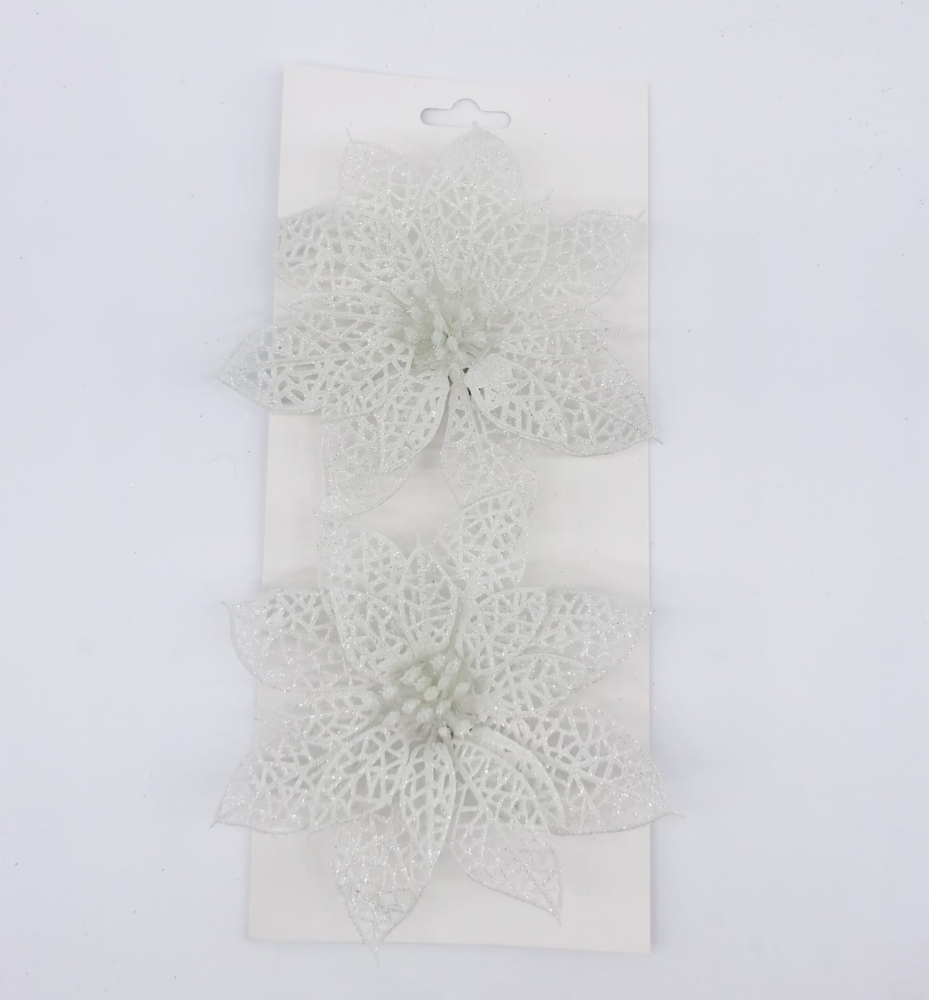 Clip Poinsettia Blanc x 2- ECLOZ