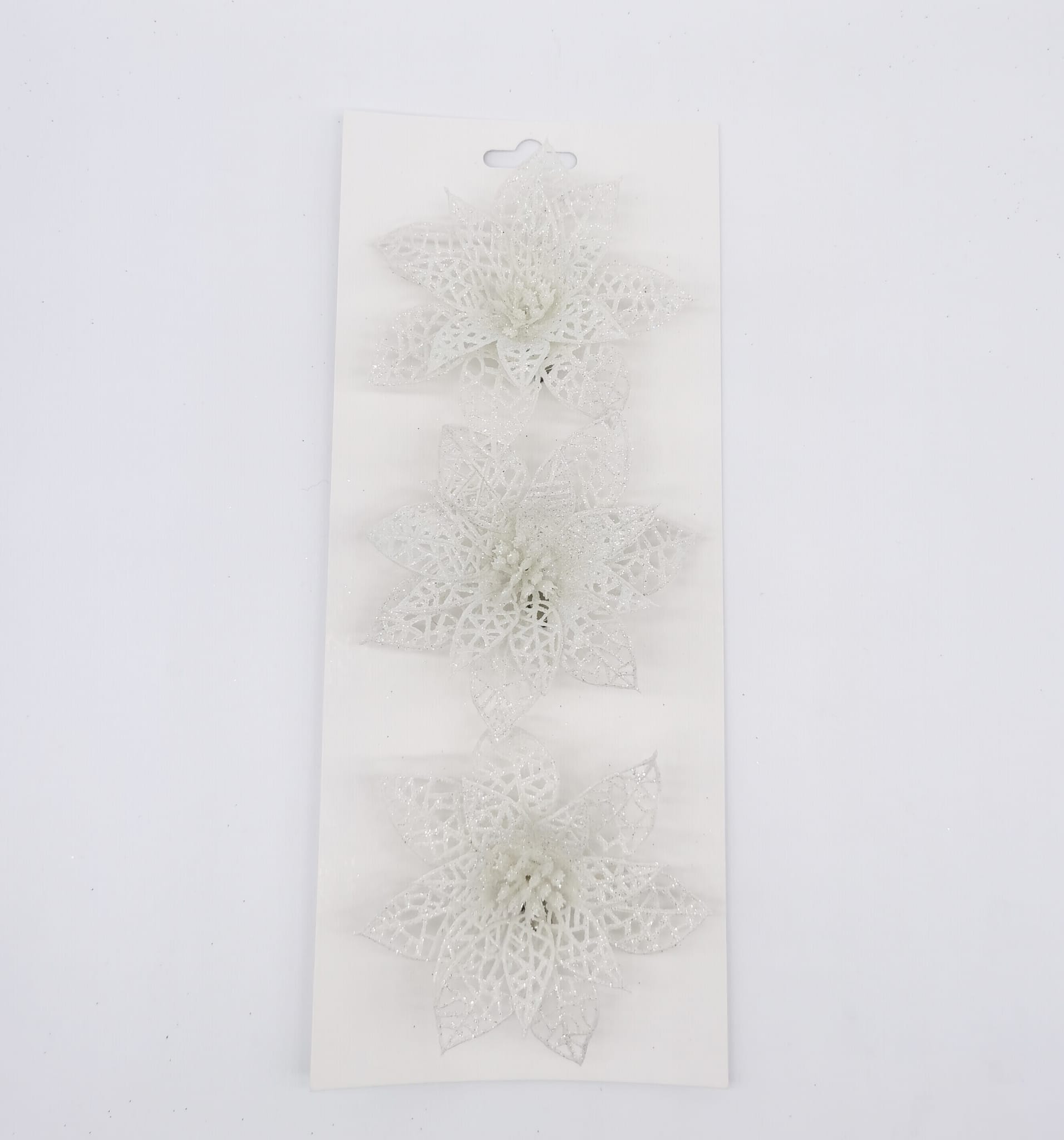 Clip Poinsettia Blanc x 3- Ecloz