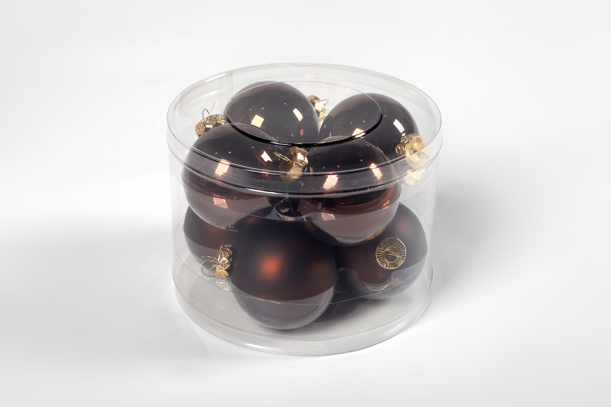 Lot de 8 boules de Noël en verre - marron et doré - Ø. 7 cm - ECLOZ