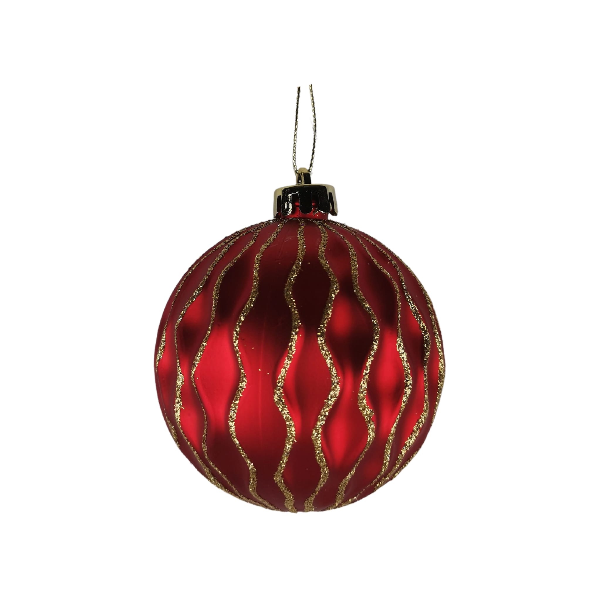 Boule de noel rouge motif Ø.8 cm - Ecloz