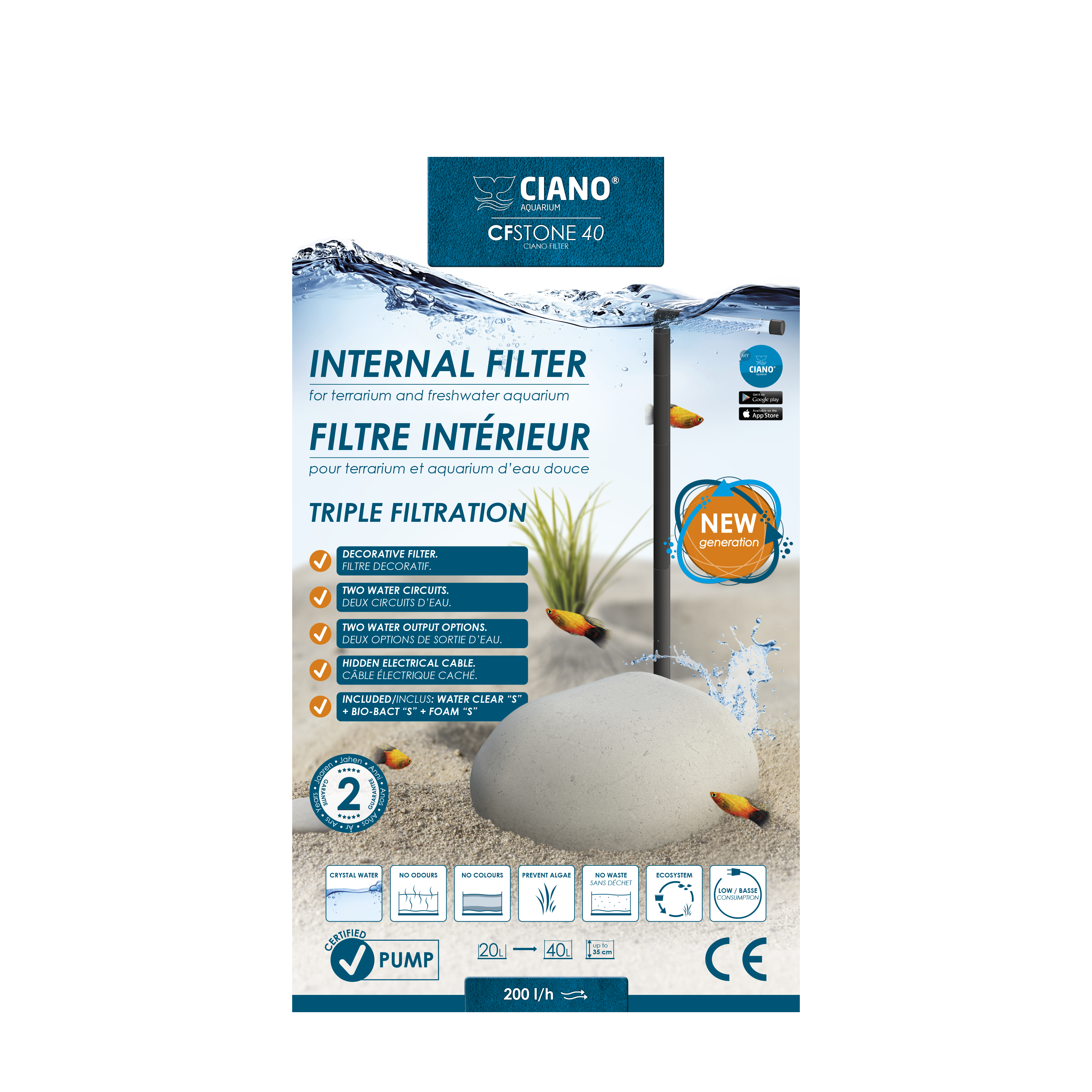 Ciano - Filtre Intérieur CF-20 pour Aquarium