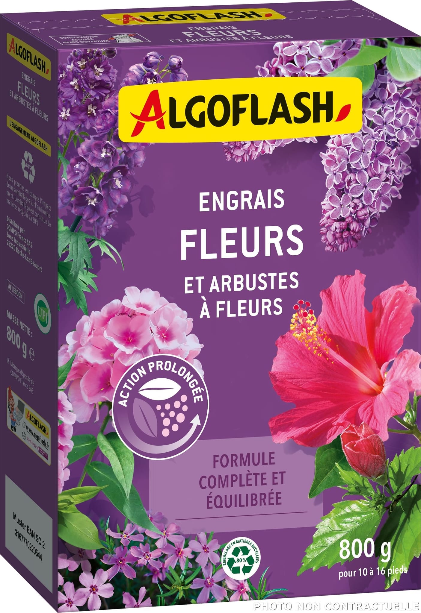 Engrais fleurs et arbustes à fleurs action prolongée 800 g - Algoflash