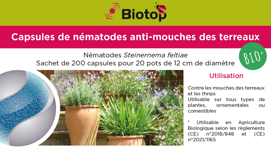 Biotop - Anti-mouches terreau capsules nématodes Sf x200 - Jardiland