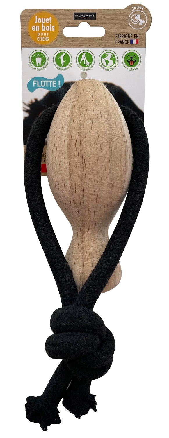 Corde en coton avec deux noeuds pour chiens - gris/orange/brun - 45cm