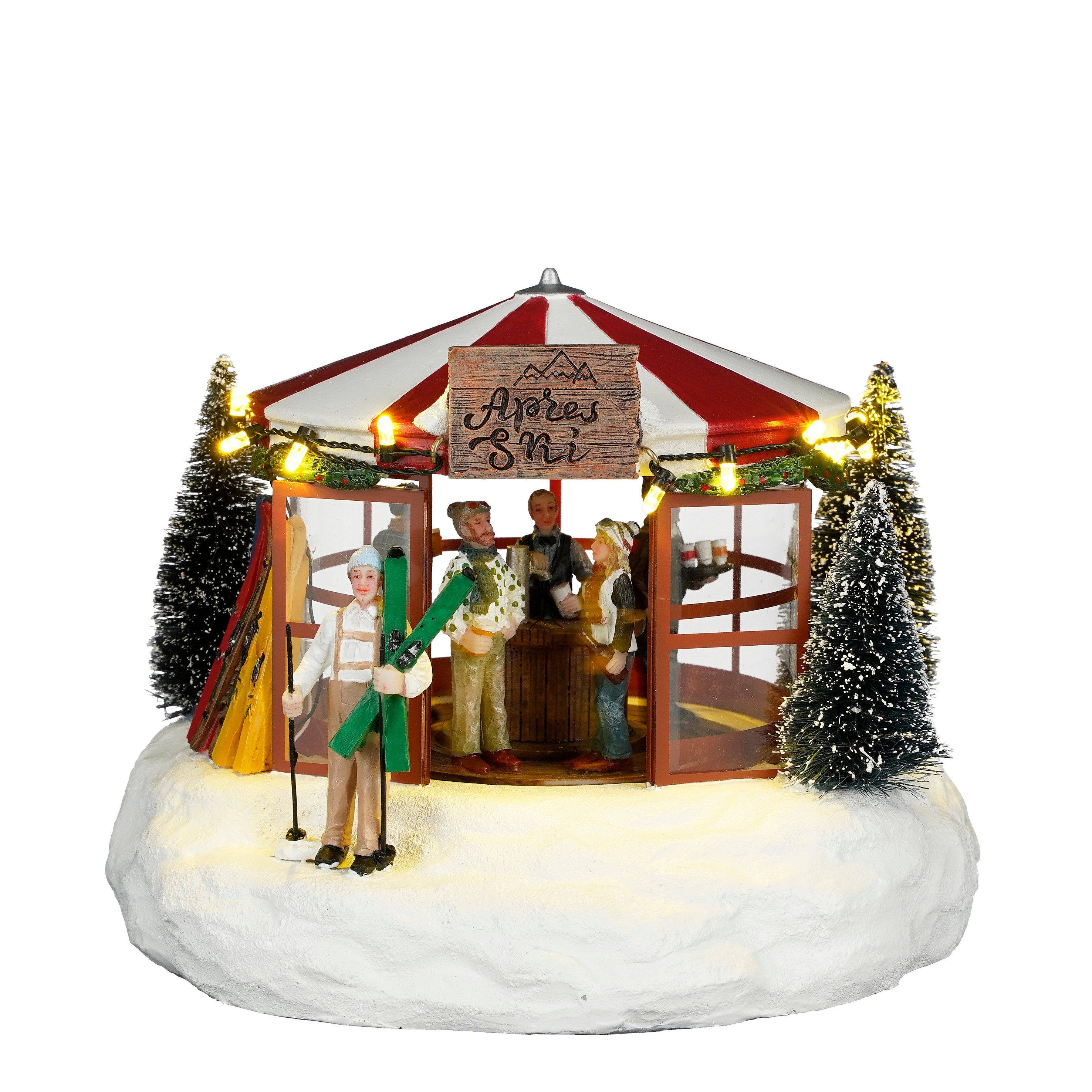 LuVille Village de Noël Miniature Piste de Ski - L13 x l7.5 x H10 cm