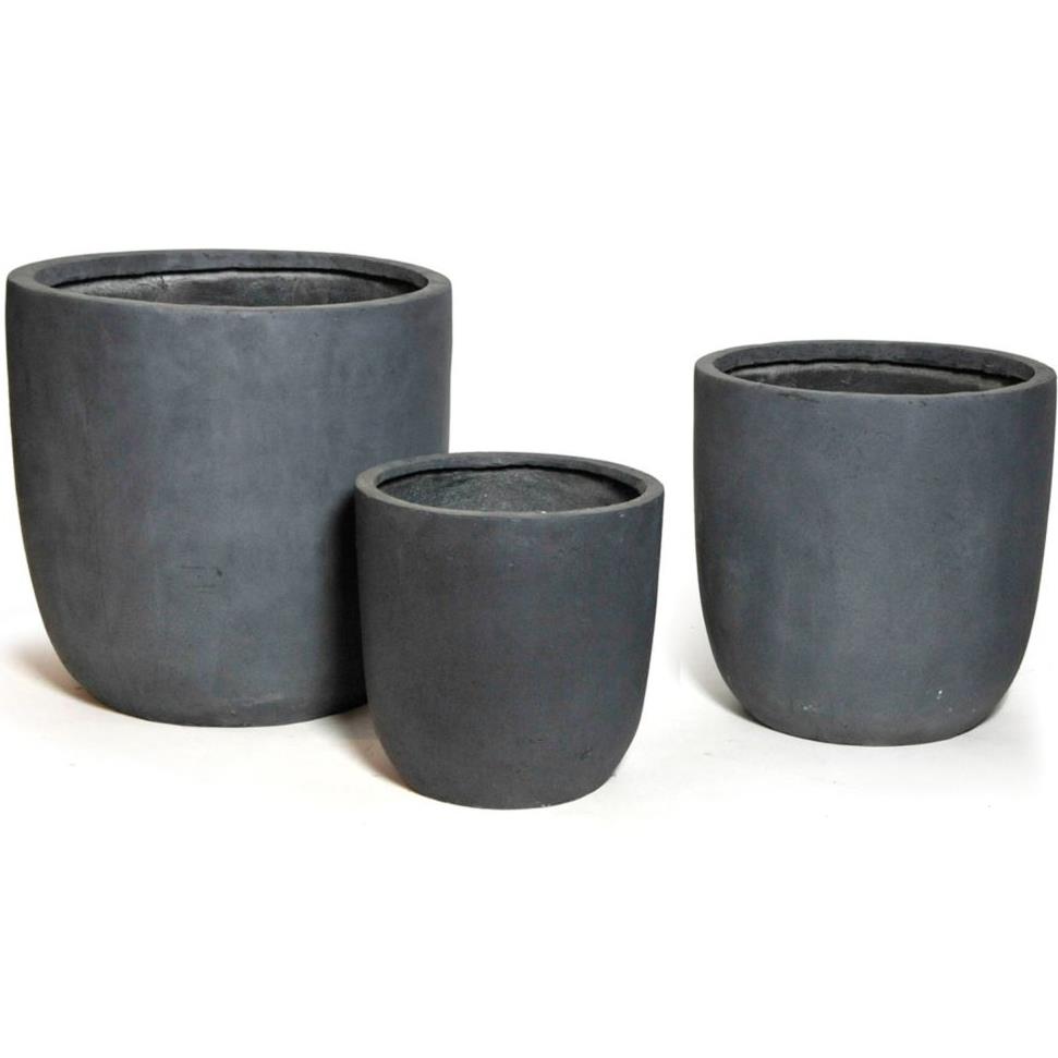 Pot en fibre de verre gris mat au design moderne pour plantes d'intérieur-extérieur  avec trous - DIAYTAR SÉNÉGAL