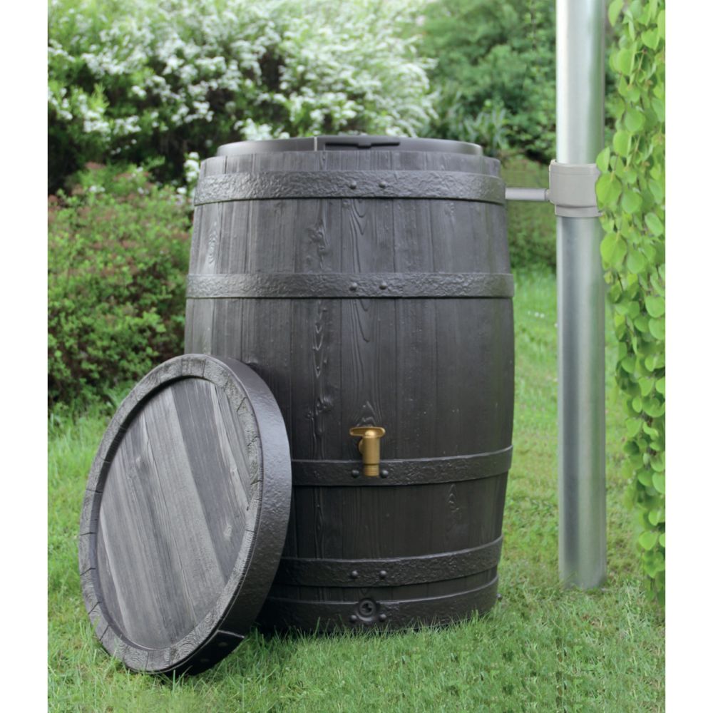 Récupérateur d'eau de pluie GARANTIA Tonneau Vino 250 L Brun - Avec  collecteur - Jardiland