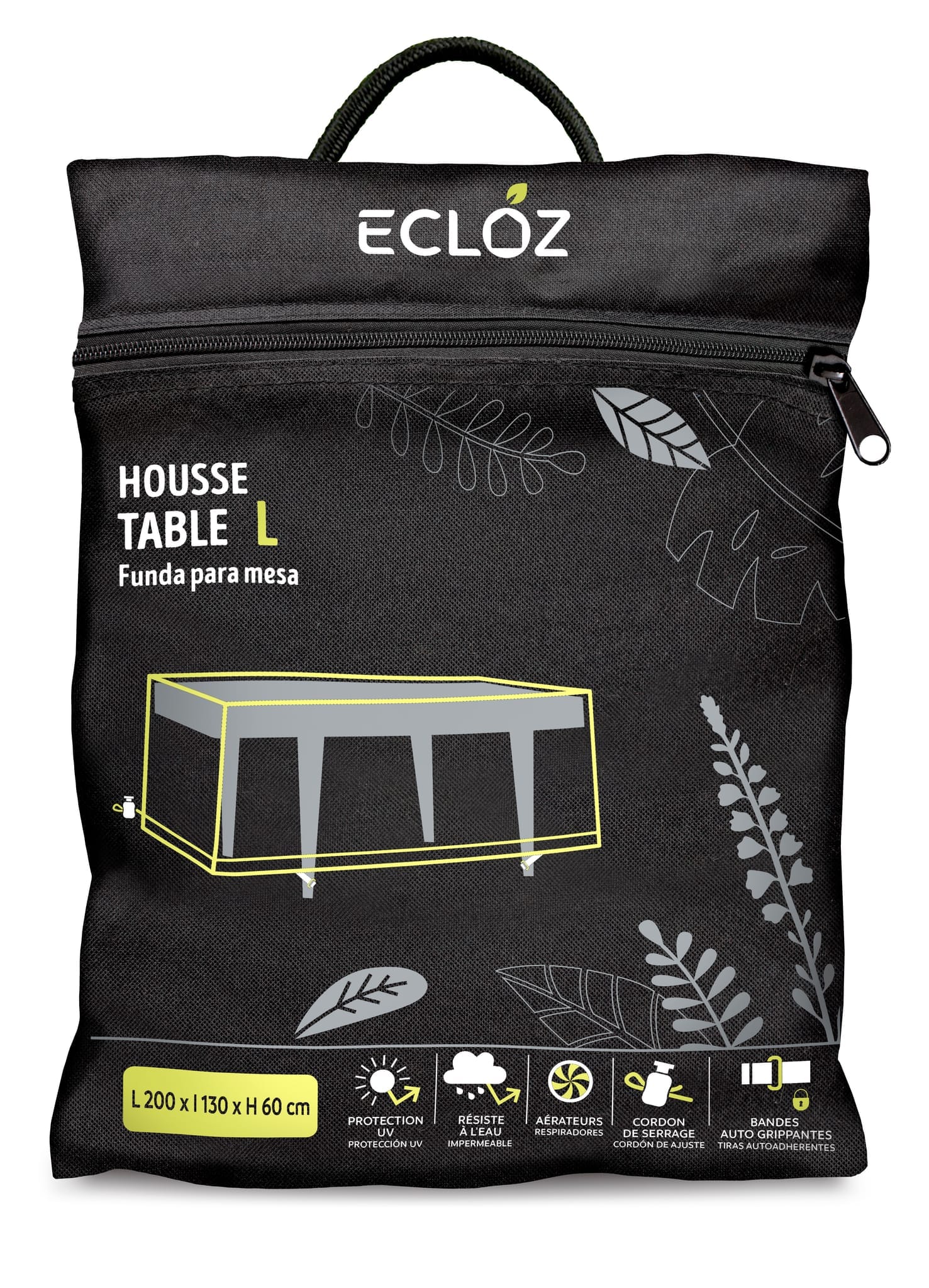 Housse Table de Jardin imperméable polyester taille L anthracite - ECLOZ