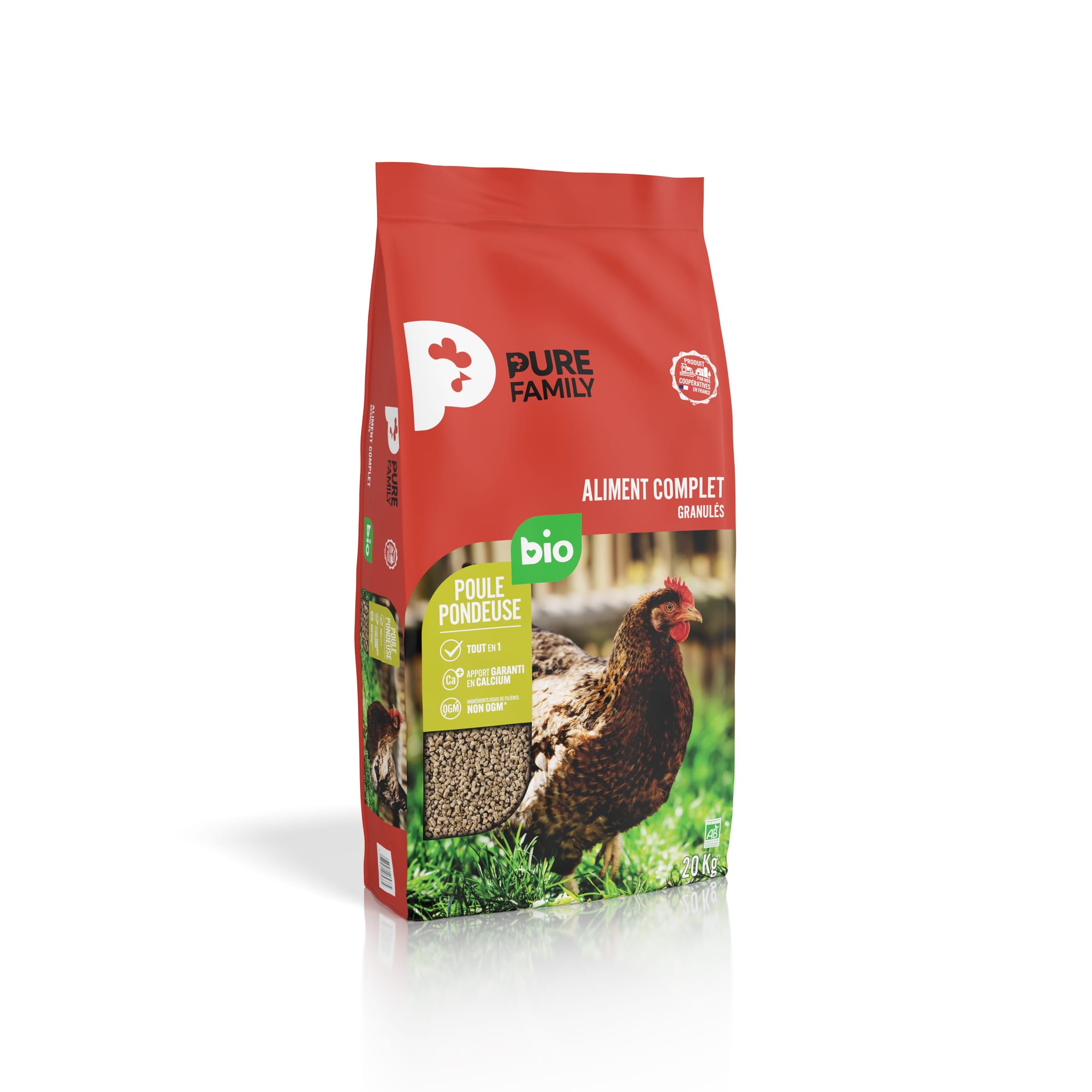 Aliment Complet Granulés Poule Pondeuse Bio 20 Kg - Pure Family