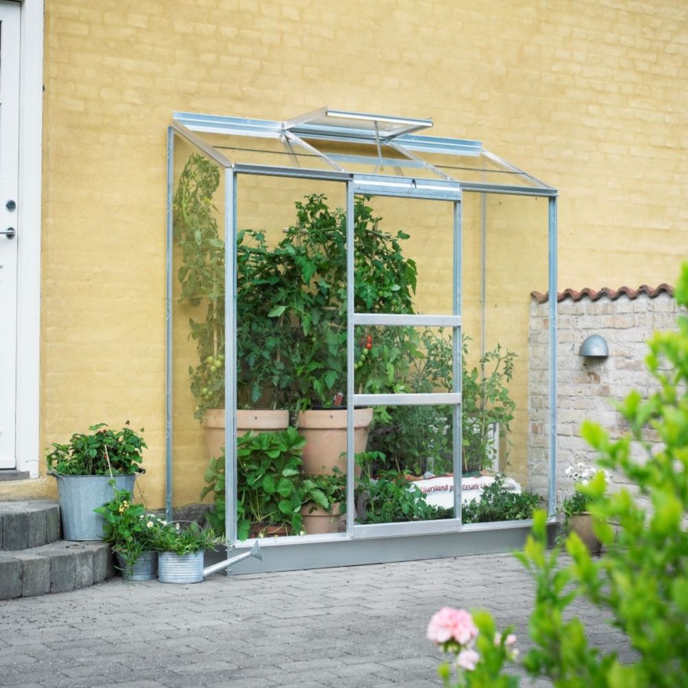 Serre de Jardin adossée 3,8m³ avec Fondation 190x122cm Demi-Serre Aluminium  Mur fenêtre Jardin Fleurs légumes : : Jardin