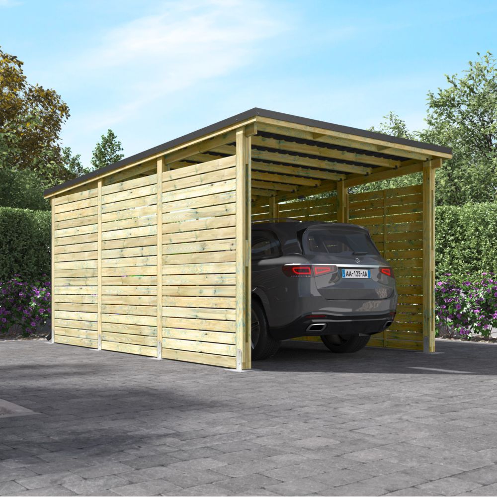 Décor & Jardin - Garage bois Galan 16.79 M2 Ep. 28 mm toit plat