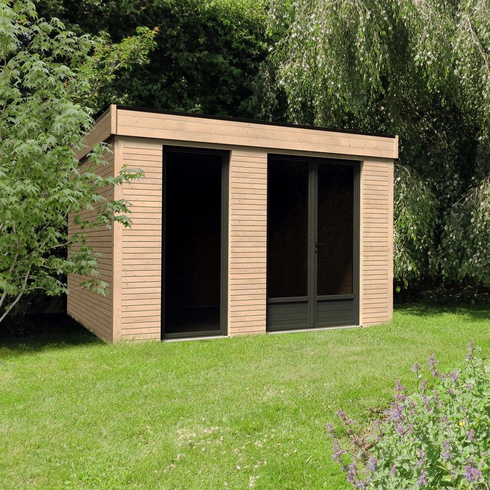 Abri de jardin en bois toit plat 7,4 M2 ie Ep. 28 mm - Gamm vert