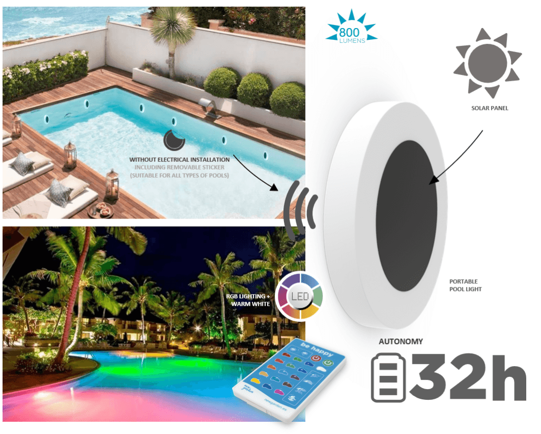 Lampe Solaire LED Pour Piscine - IP68 étanche, Télécommande, Changement De Couleur, Pour Spa, Fontaine, Jardin, Fêtes