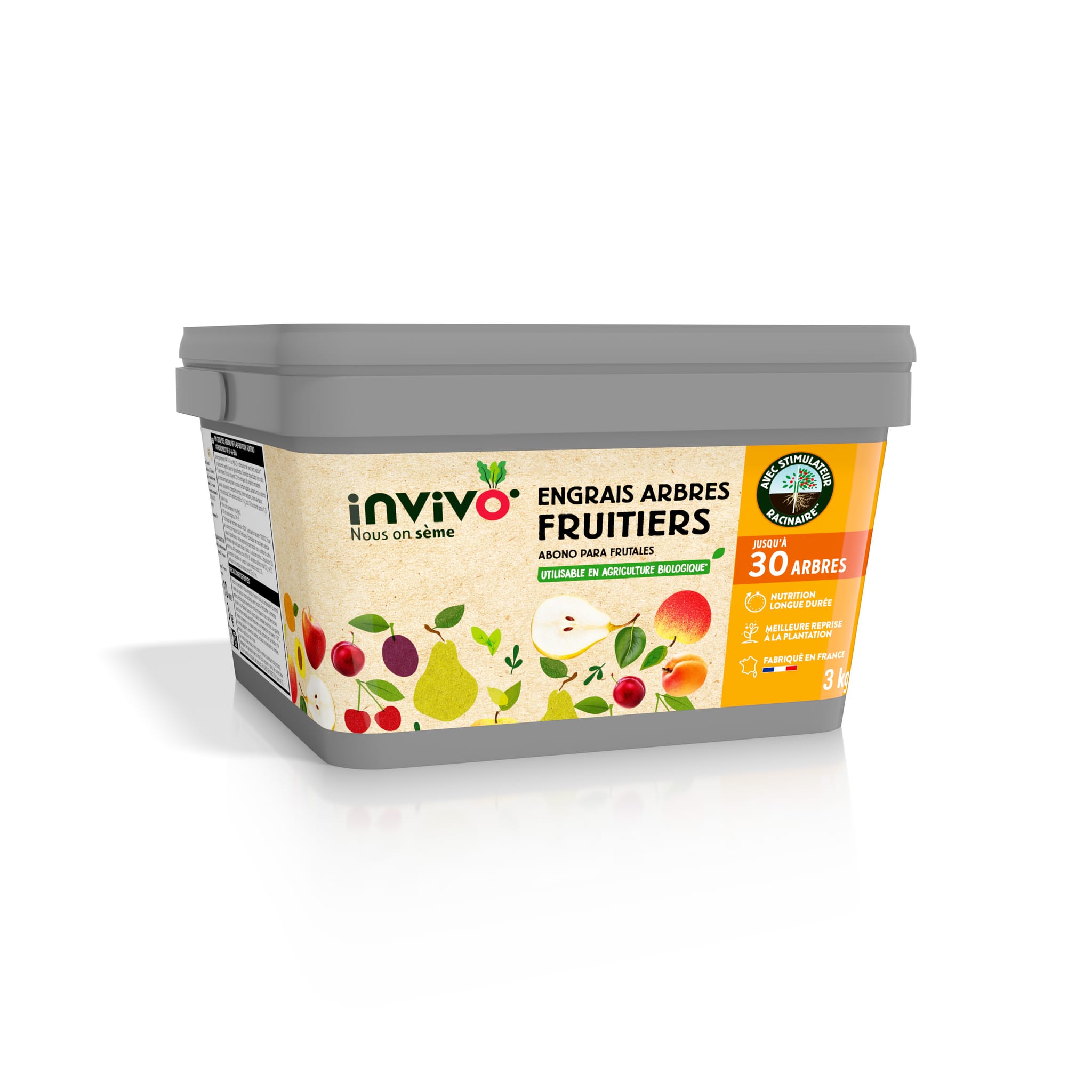 Engrais Arbres fruitiers Seau 3kg - INVIVO Nous on sème