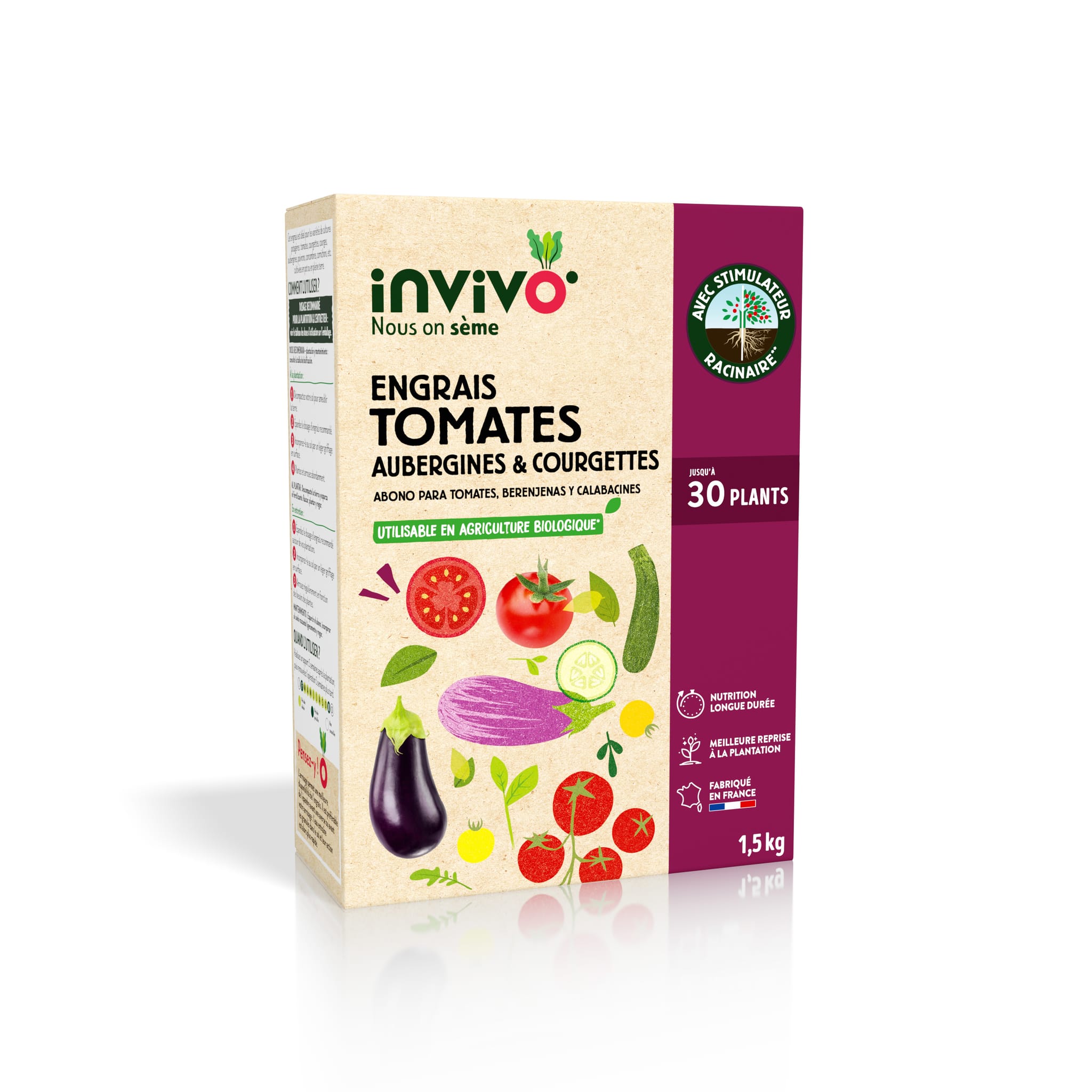 Engrais Tomates/Aubergines/Courgettes 1,5kg - INVIVO Nous on sème