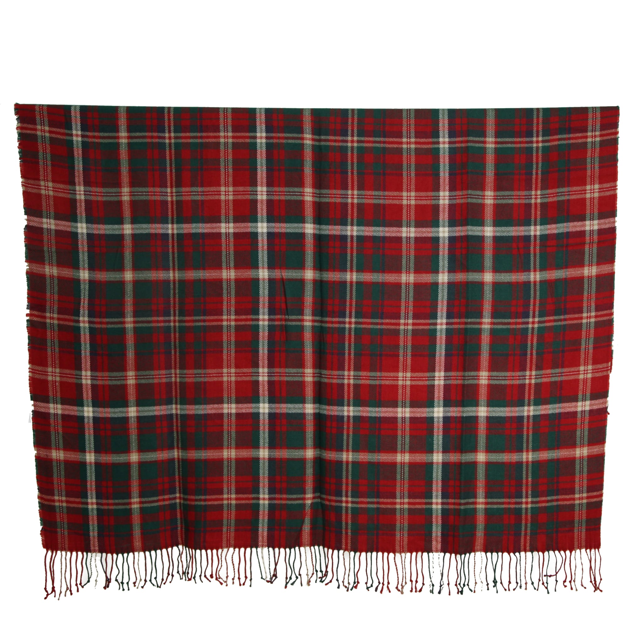 Plaid fin avec franges - tartan rouge et vert - ECLOZ