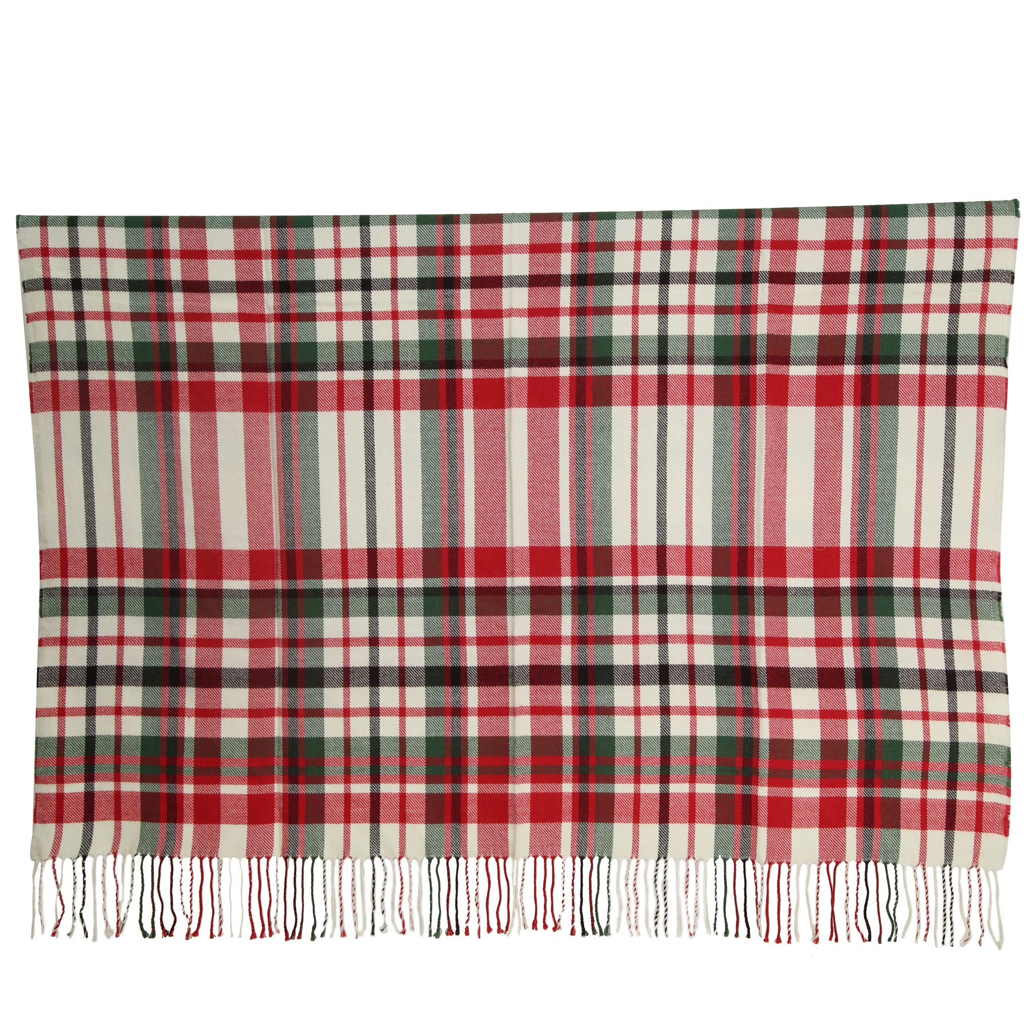 Plaid fin avec franges - tartan rouge et blanc - ECLOZ