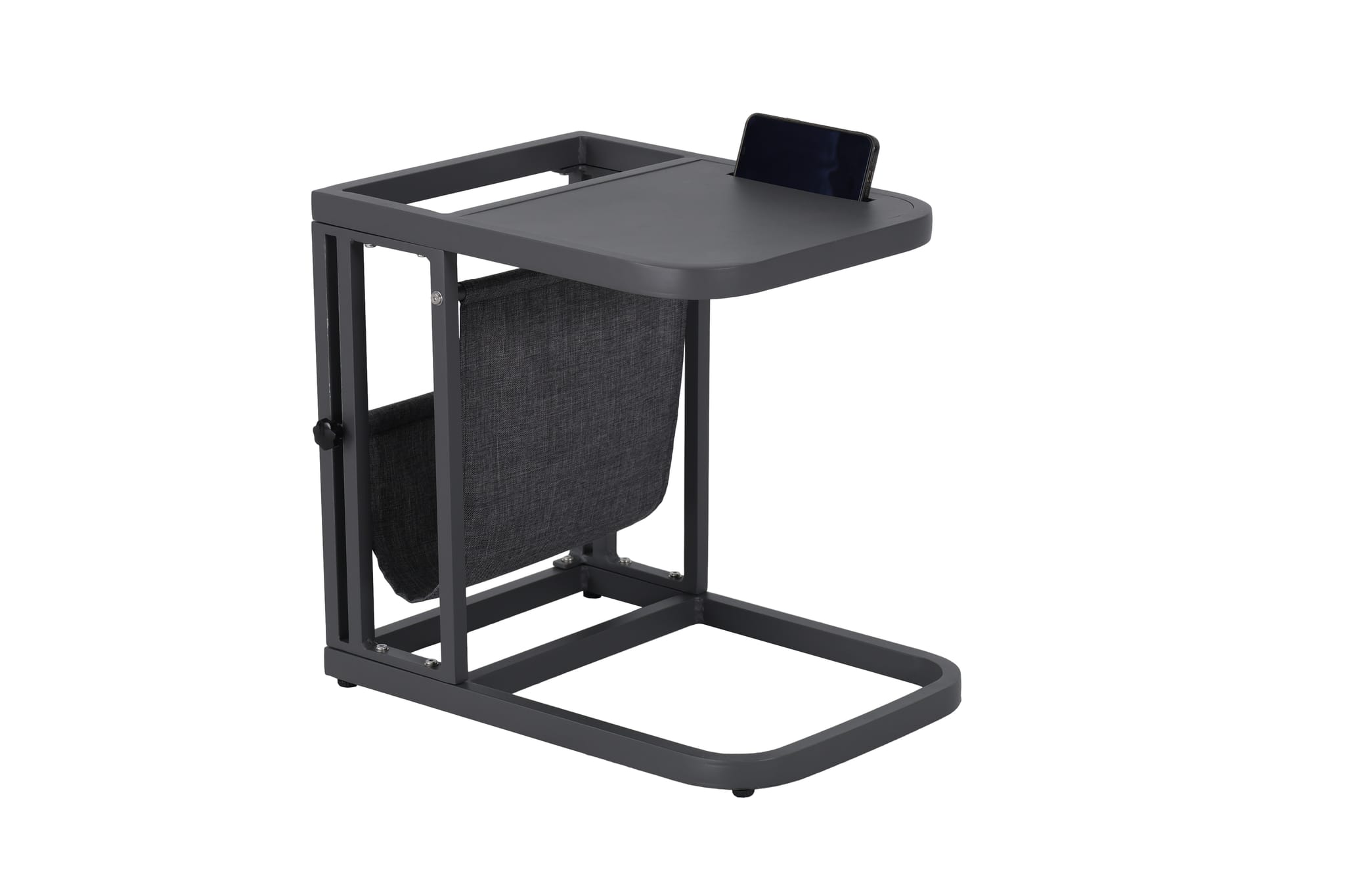 Table d'appoint d'extérieur avec porte-revue alu polyester anthracite Esra ECLOZ