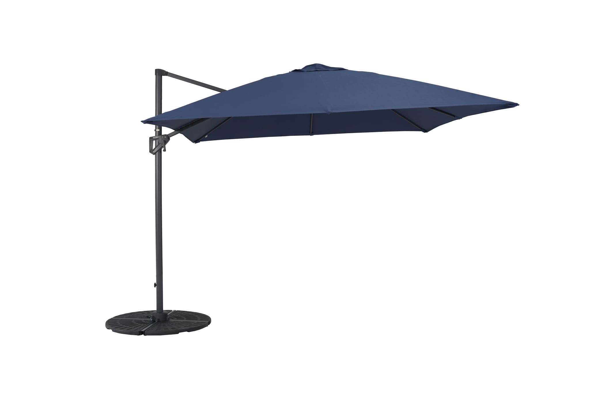 Parasol déporté inclinable carré bleu 3x3m 250g/m² Eloi - ECLOZ