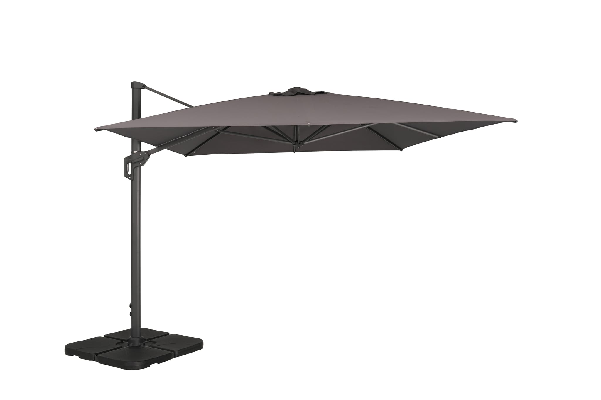 Parasol déport inclinable rectangle gris 3x4m 210g/m² Ezio ECLOZ