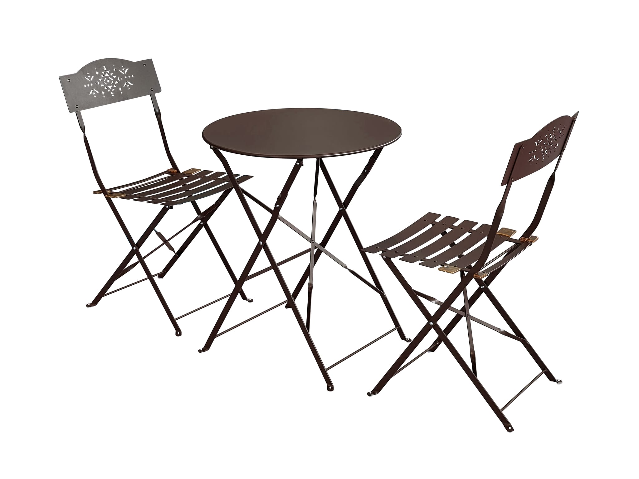 Salon de jardin pliable acier marron glacé 2 personnes Kuzko ECLOZ