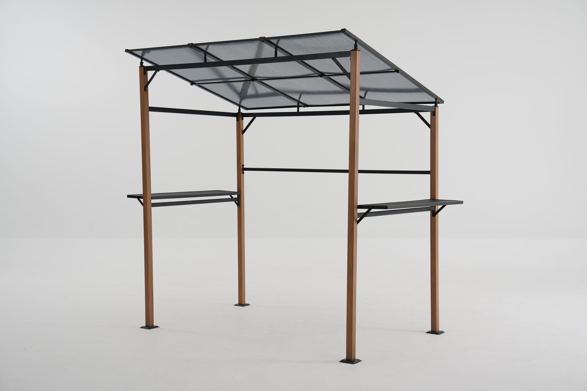 Abri barbecue alu acier 2,6x1,6m effet bois - ECLOZ