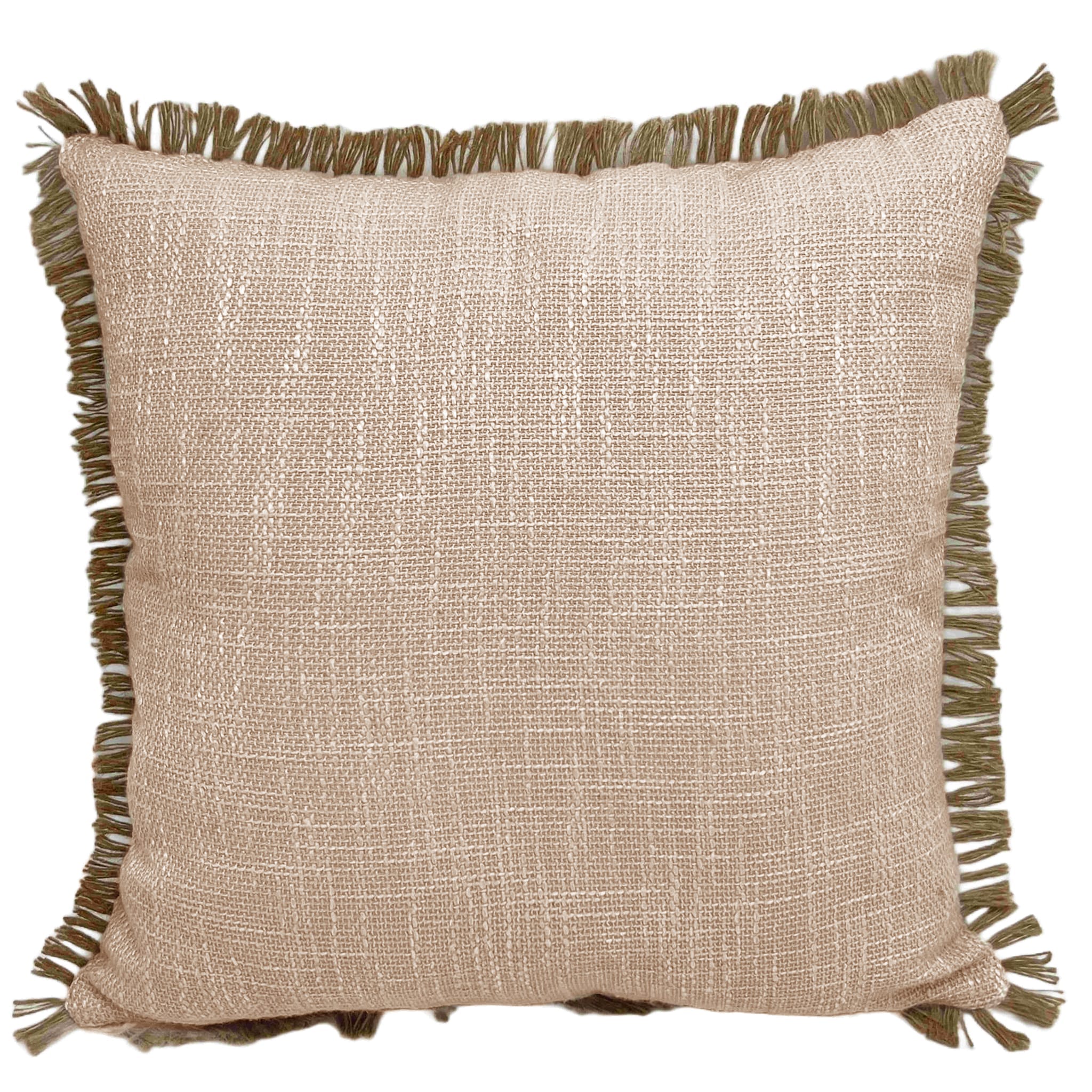 Coussin beige à franges - ECLOZ