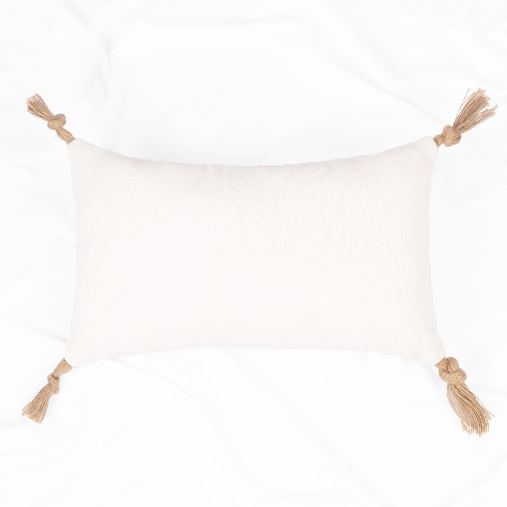 Coussin à pompons blanc en jute - ECLOZ