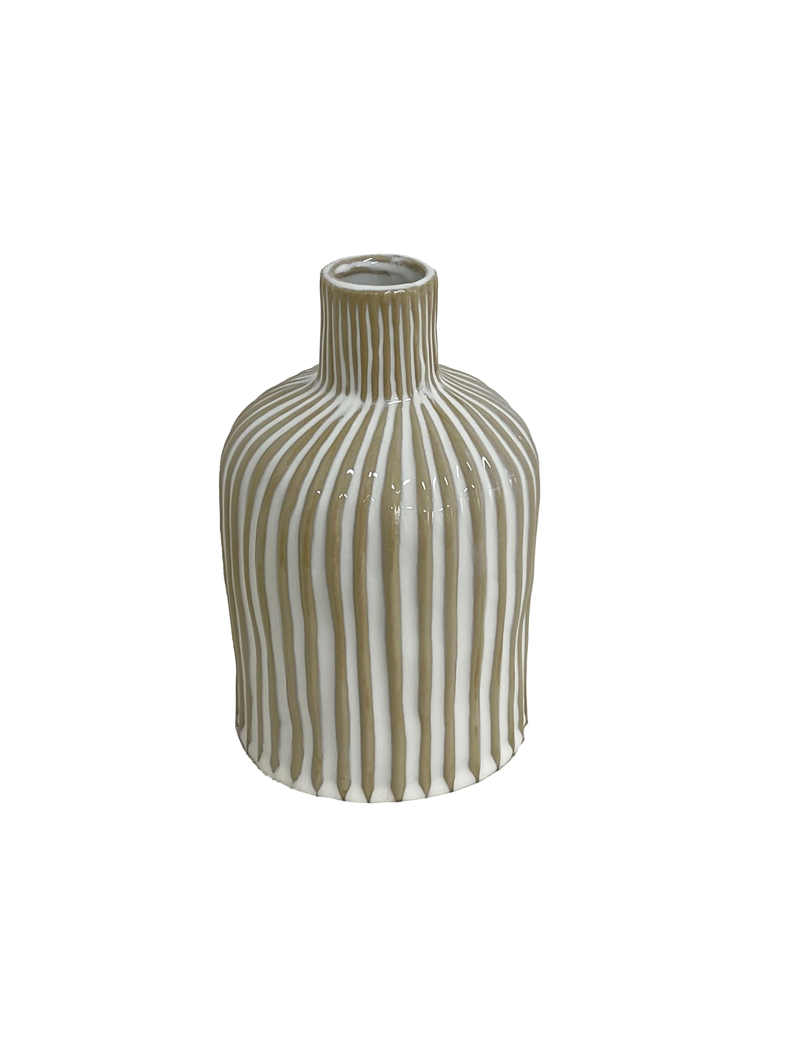 Vase rayé beige H. 19 cm - ECLOZ