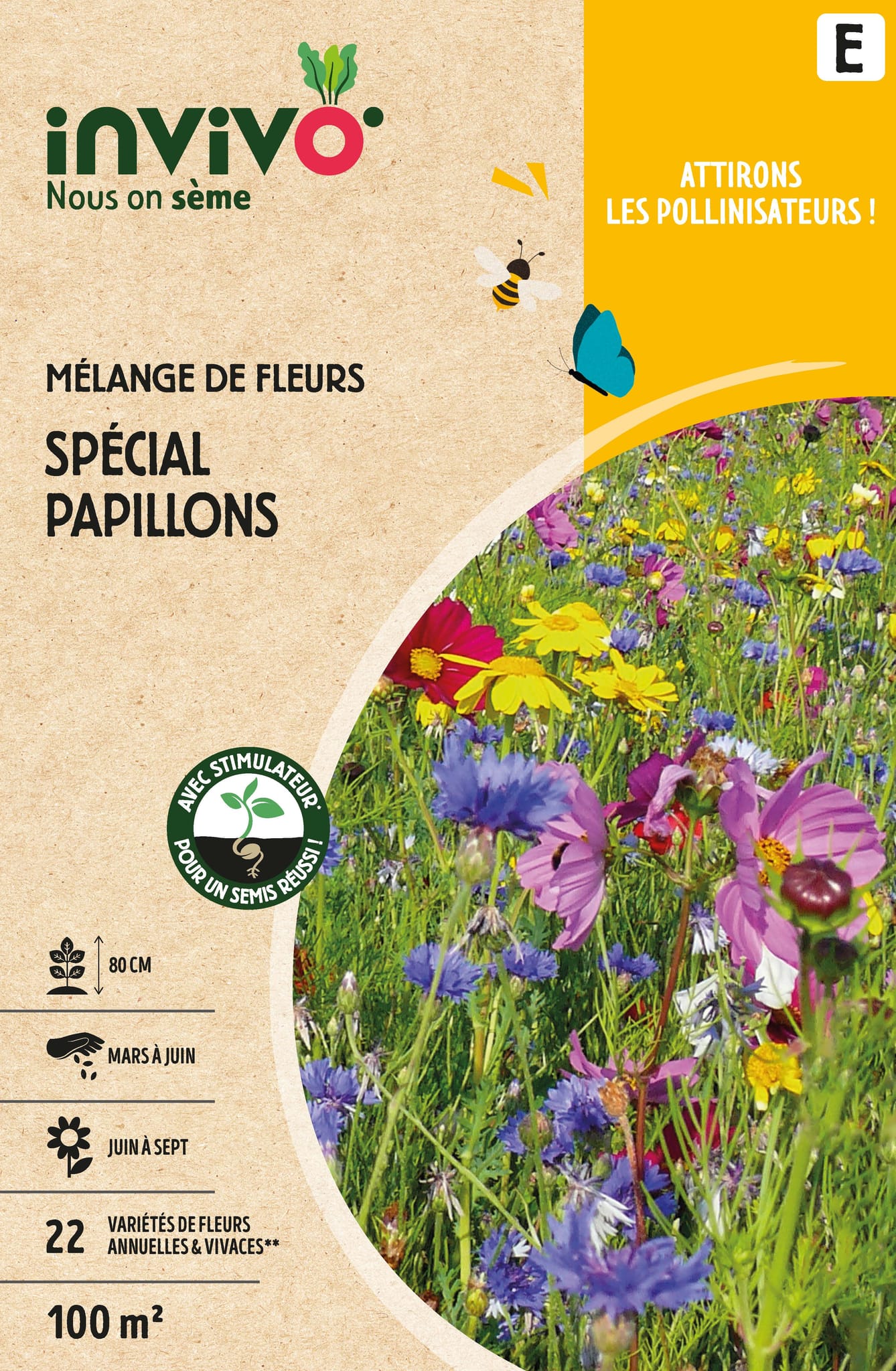 Semences mélange de fleurs spécial papillons 100 m2 - INVIVO Nous on sème